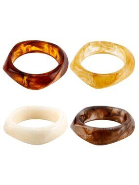 Set of 4 Acrylic Chunky Bangle Bracelets, Irregular Geometric Punk Style